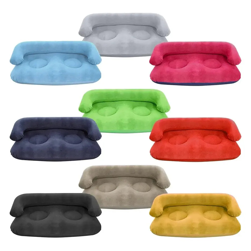 2 Person Inflatable Sofa Couch Portable Foldable Air Couch with Armrest Flocked Outdoor Camping Home Leisure Inflatable Lounge C from PriceLows™