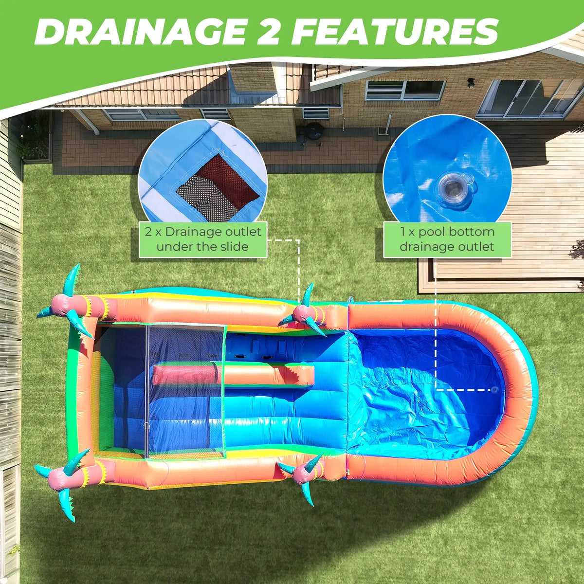 21ft Giant Commercial 100% PVC Inflatable Water Slide Bounce House Pool With 950W Blower commercial Children's playground water slide from PriceLows™