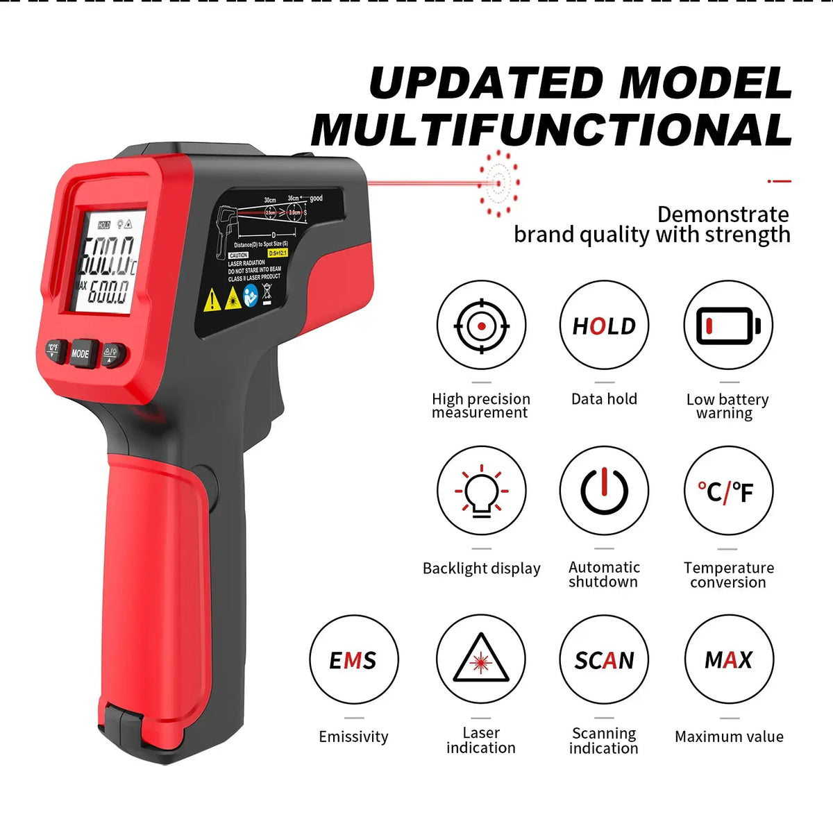 Infrared Thermometer Gun Home & Industrial Non-Contact Digital Laser Thermometer for Engine Kitchen BBQ Pizza Oil Cooking Meat from PriceLows™