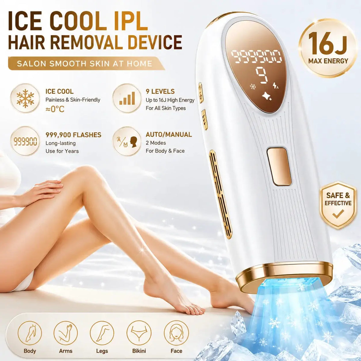Ipl Hair Removal Device | 999k Flashes Ice Cooling | PriceLows™