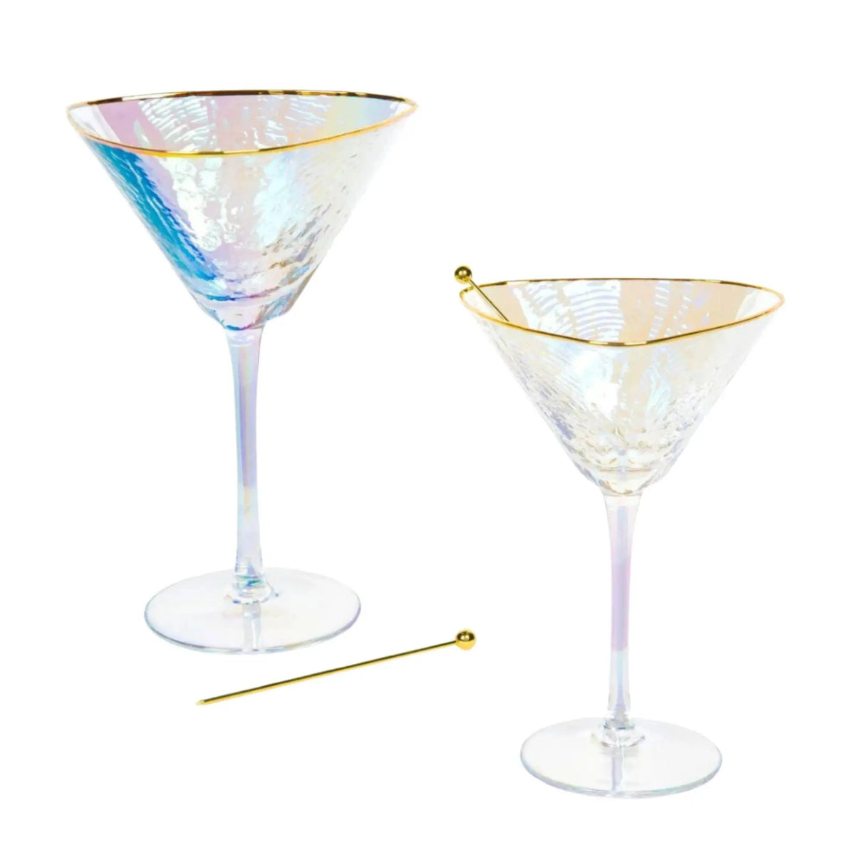 Martini Glasses | Iridescent Finish | Hammered Glass