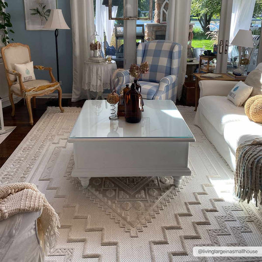 Alya White Fringe Rug from PriceLows™