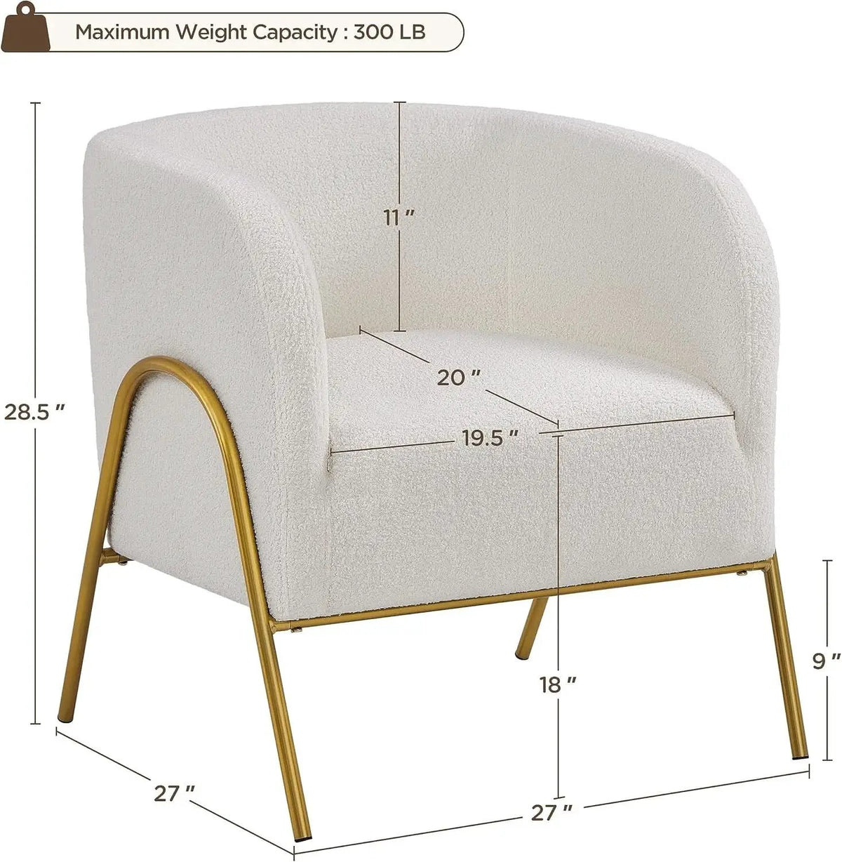 Ivory Boucle Accent Chairs Set Of 2 With Gold Legs from PriceLows™