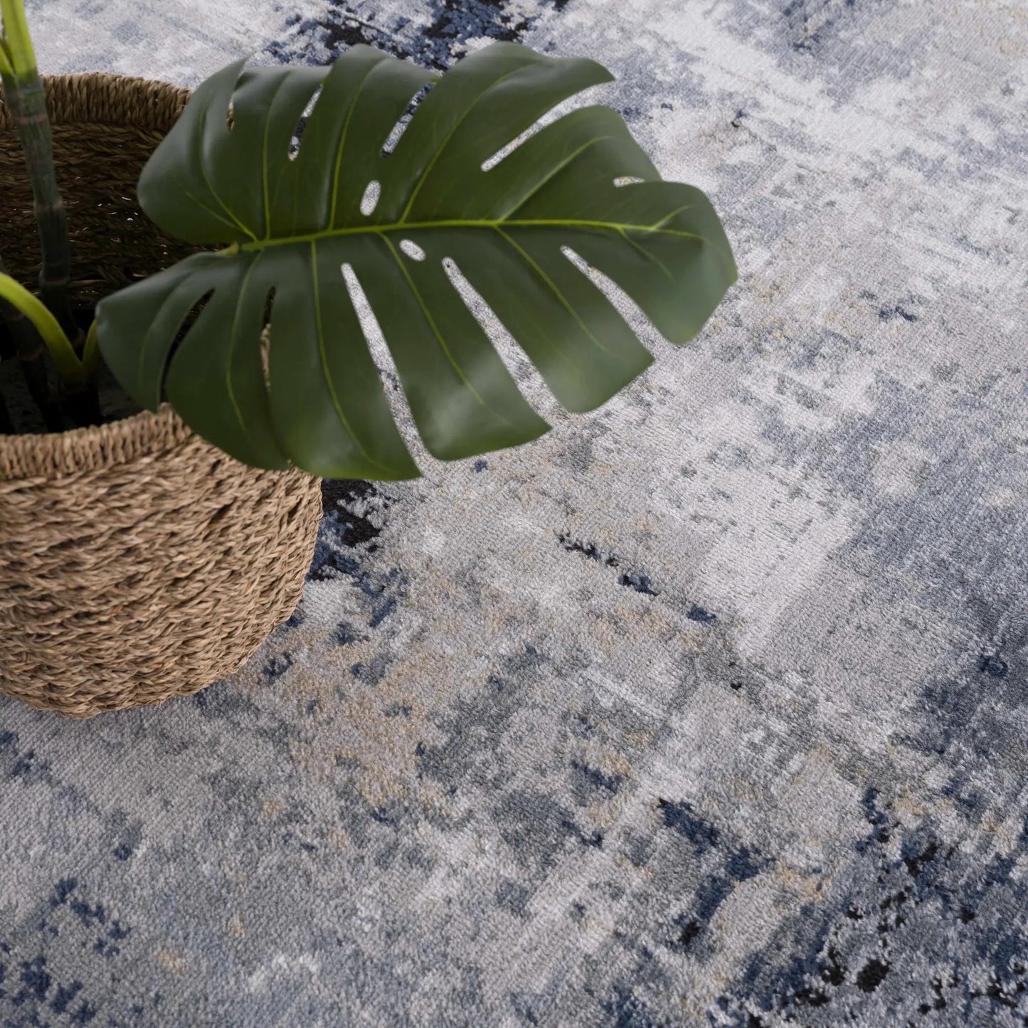 Campsall Gray&Blue Abstract Area Rug from PriceLows™