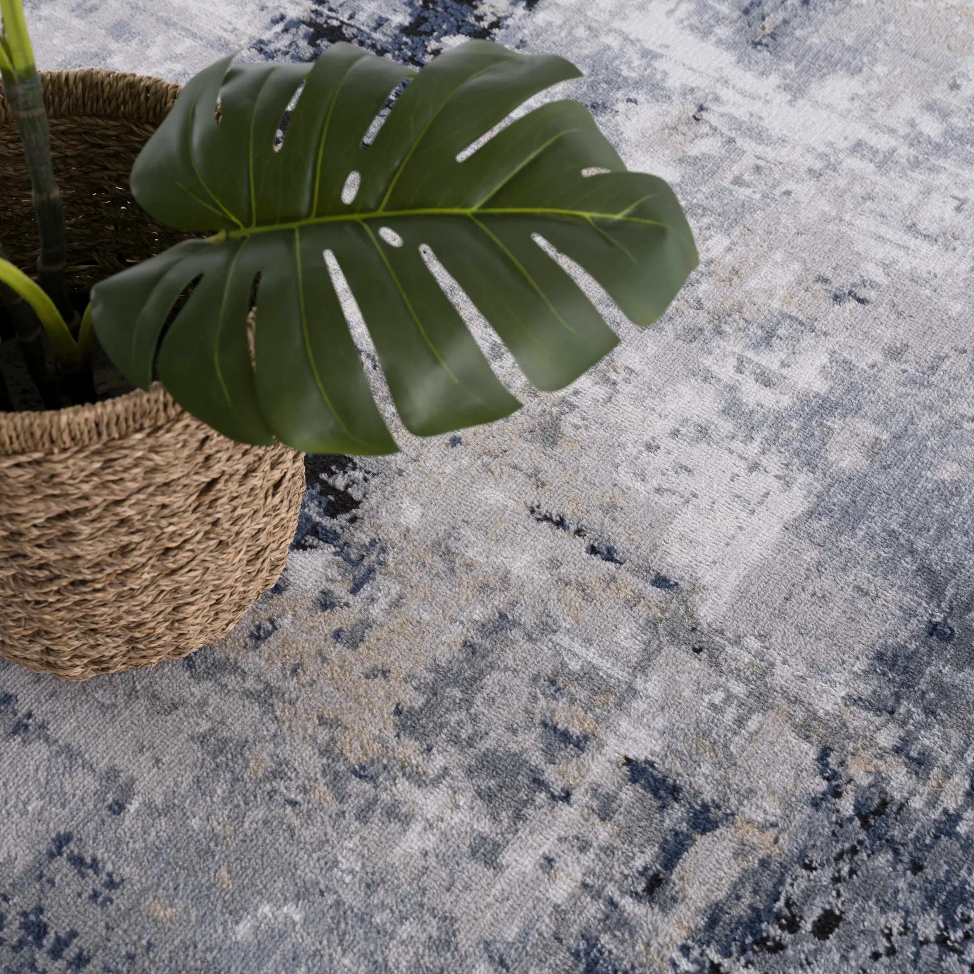 Campsall Gray&Blue Abstract Area Rug from PriceLows™