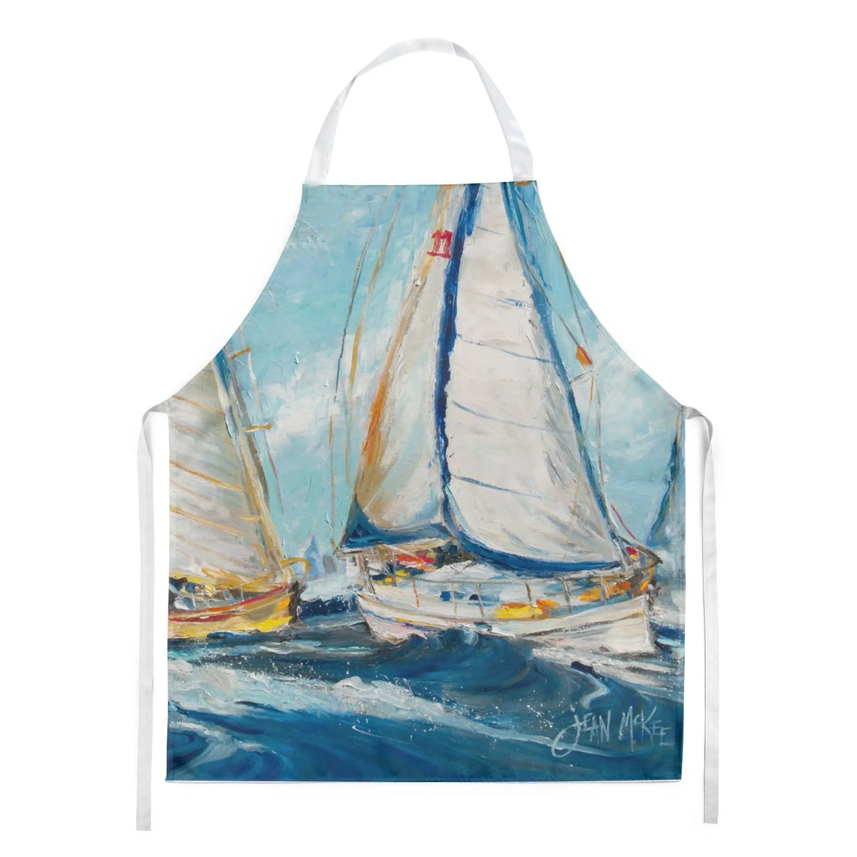 Kitchen Apron | Bib Style Unisex | 27"W x 30"H | Roll me Over Sailboats