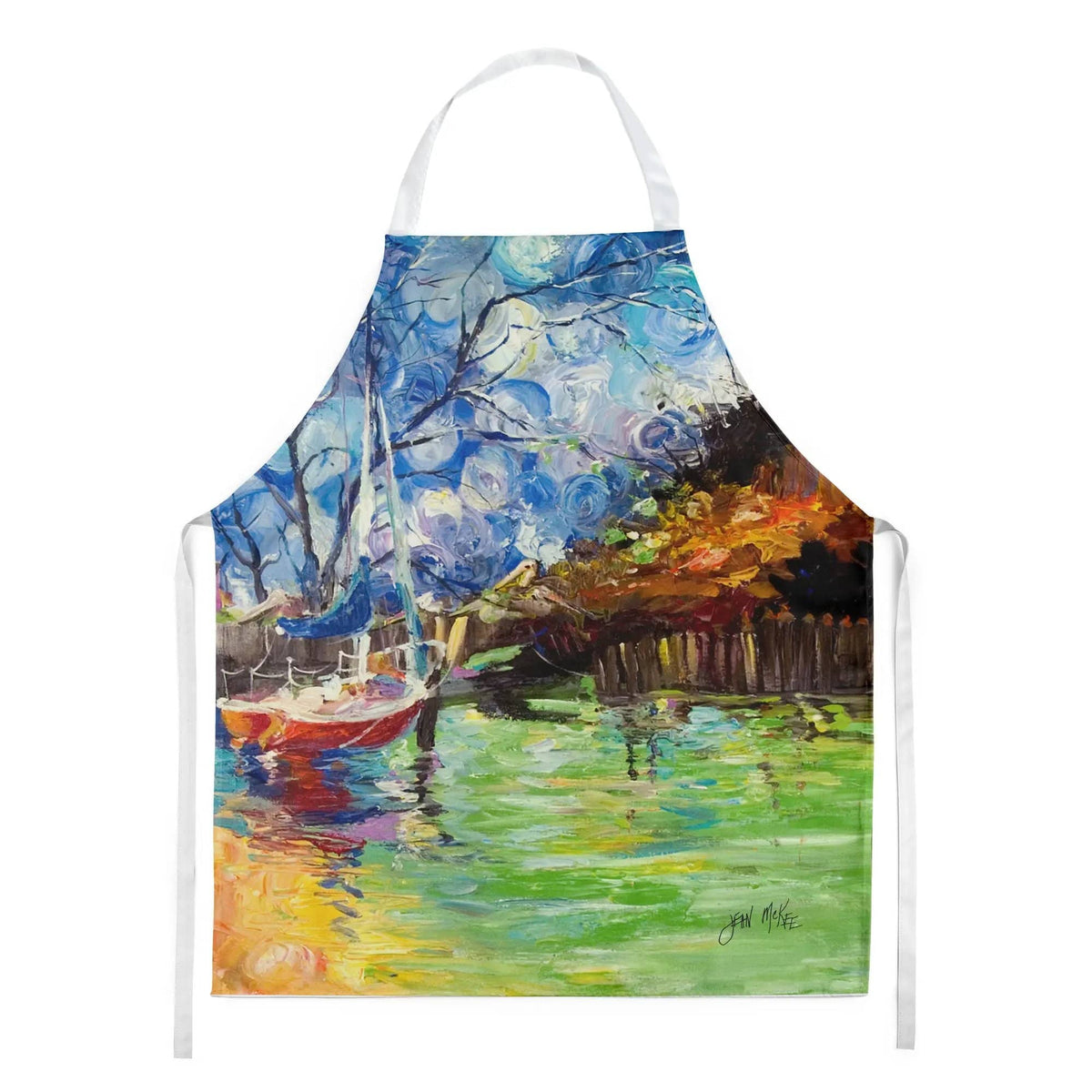 Kitchen Apron | Bib Style Unisex | 27"W x 30"H | Boat Starlight Sailboats