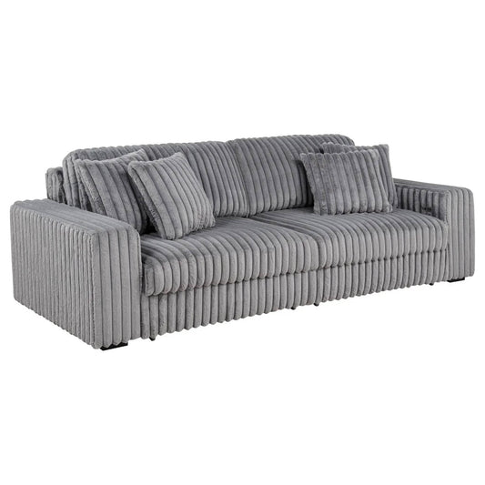 Jacana Corduroy Upholstered Dual Power Chaise Sofa | 108 x 46 x 35.75 in | Living Room Furniture | Grey