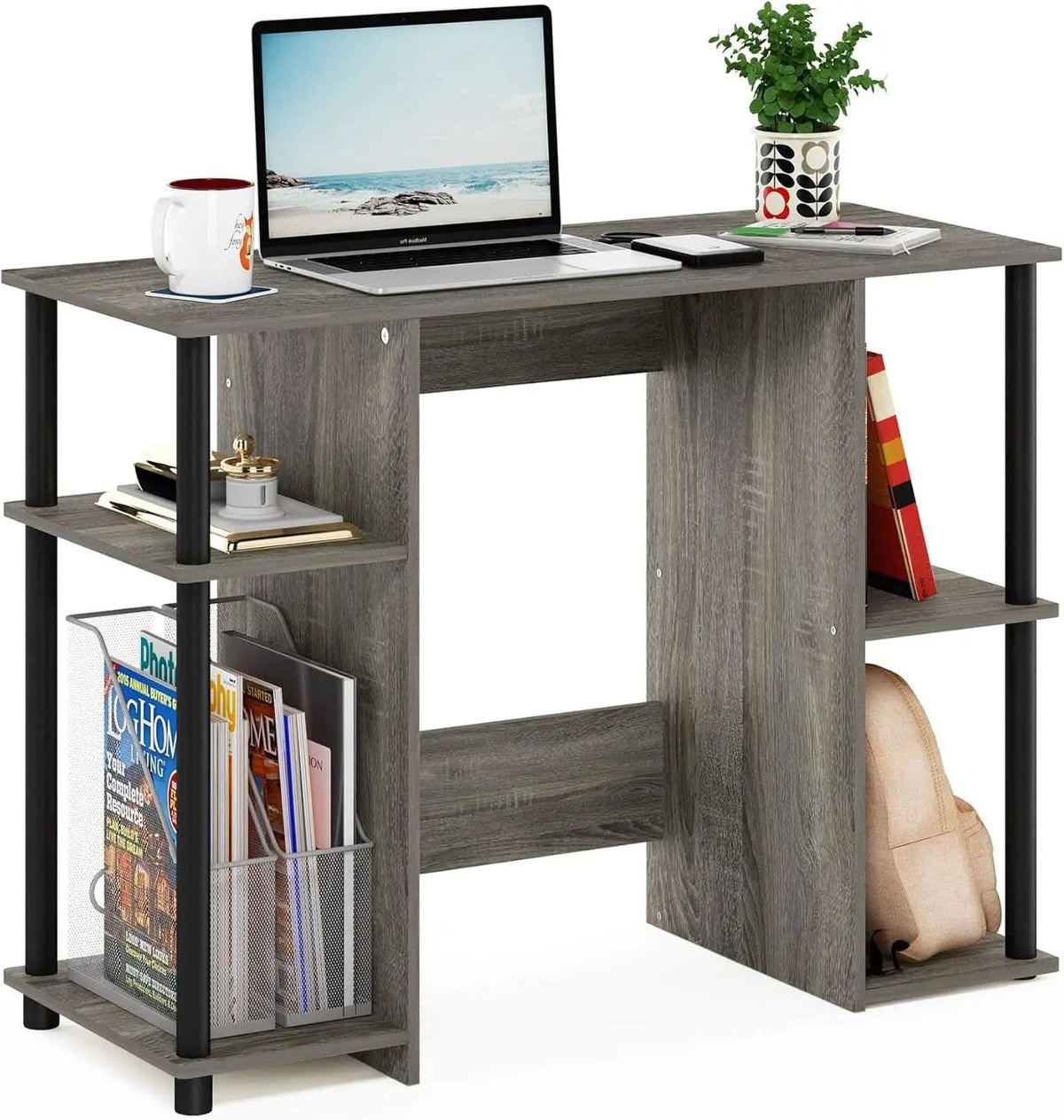 Jaya Computer Study Desk With Open Storage Grey Black from PriceLows™