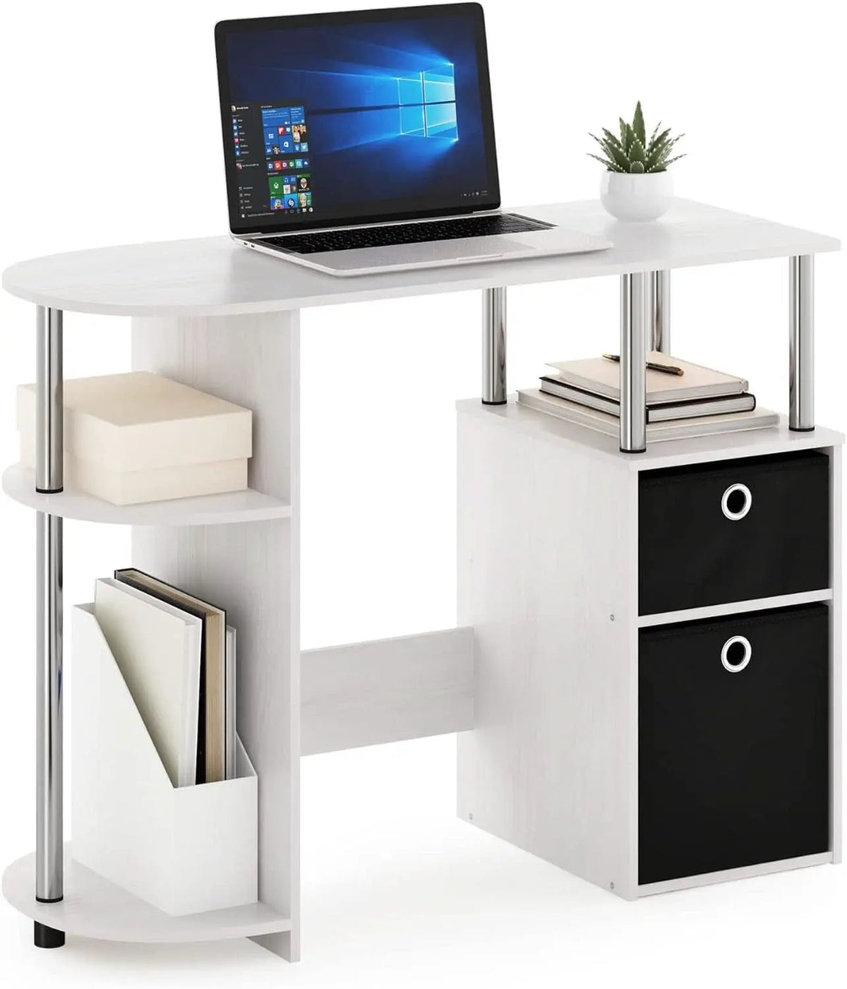 Jaya Simplistic Computer Desk White Oak With Storage from PriceLows™