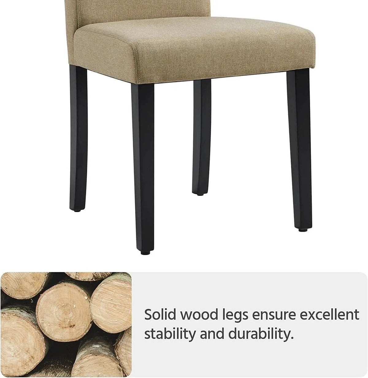 Khaki Upholstered Parson Dining Chair Set 4 Wood Legs from PriceLows™