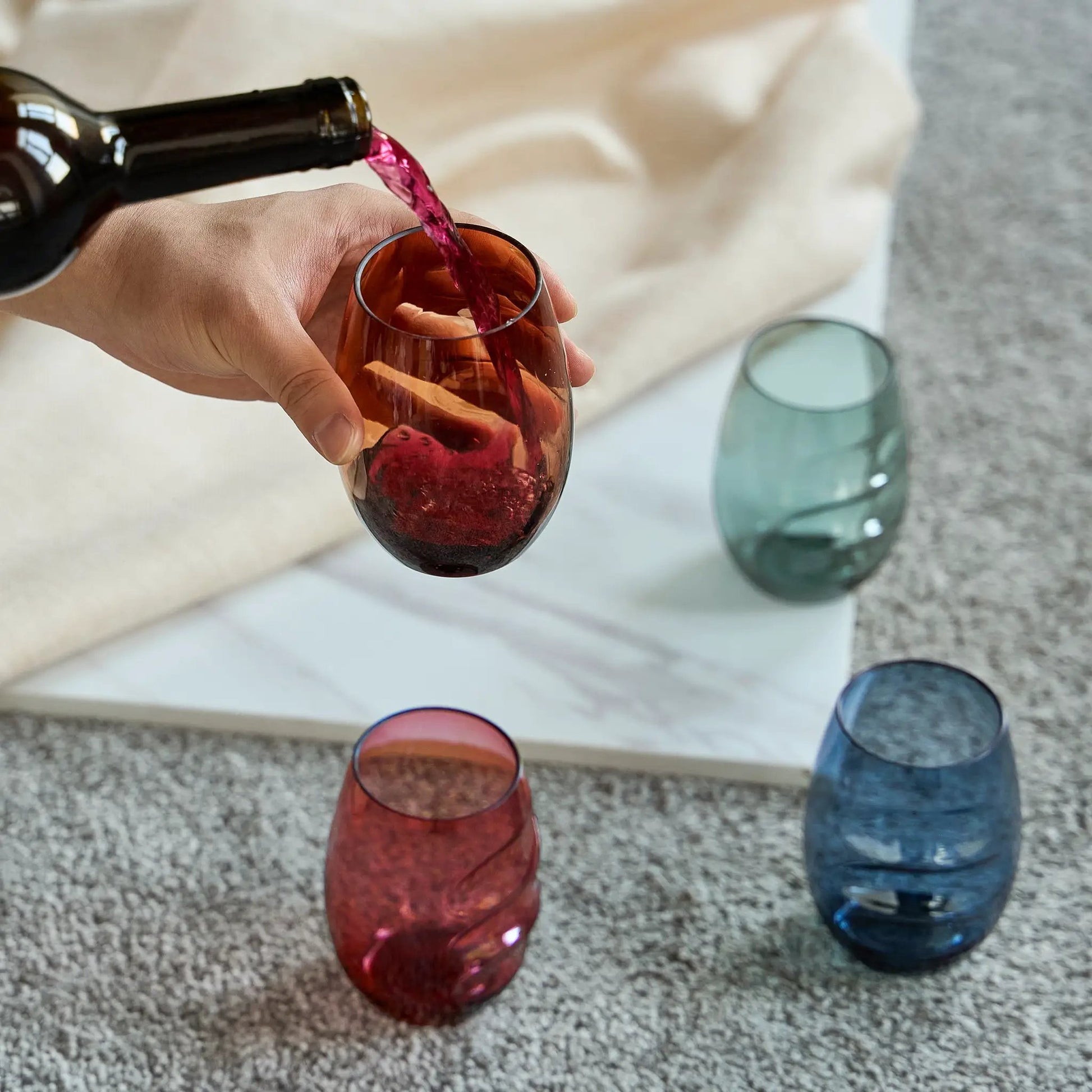 Eze Acrylic Stemless Finger-Indent Wine Glassware, Set of 4 from PriceLows™