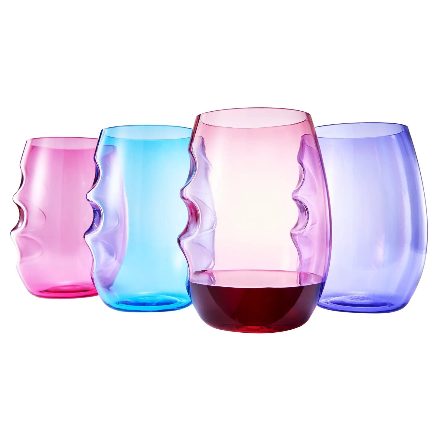 Madrid Acrylic Stemless Finger-Indent Wine Glassware, Set of 4 from PriceLows™