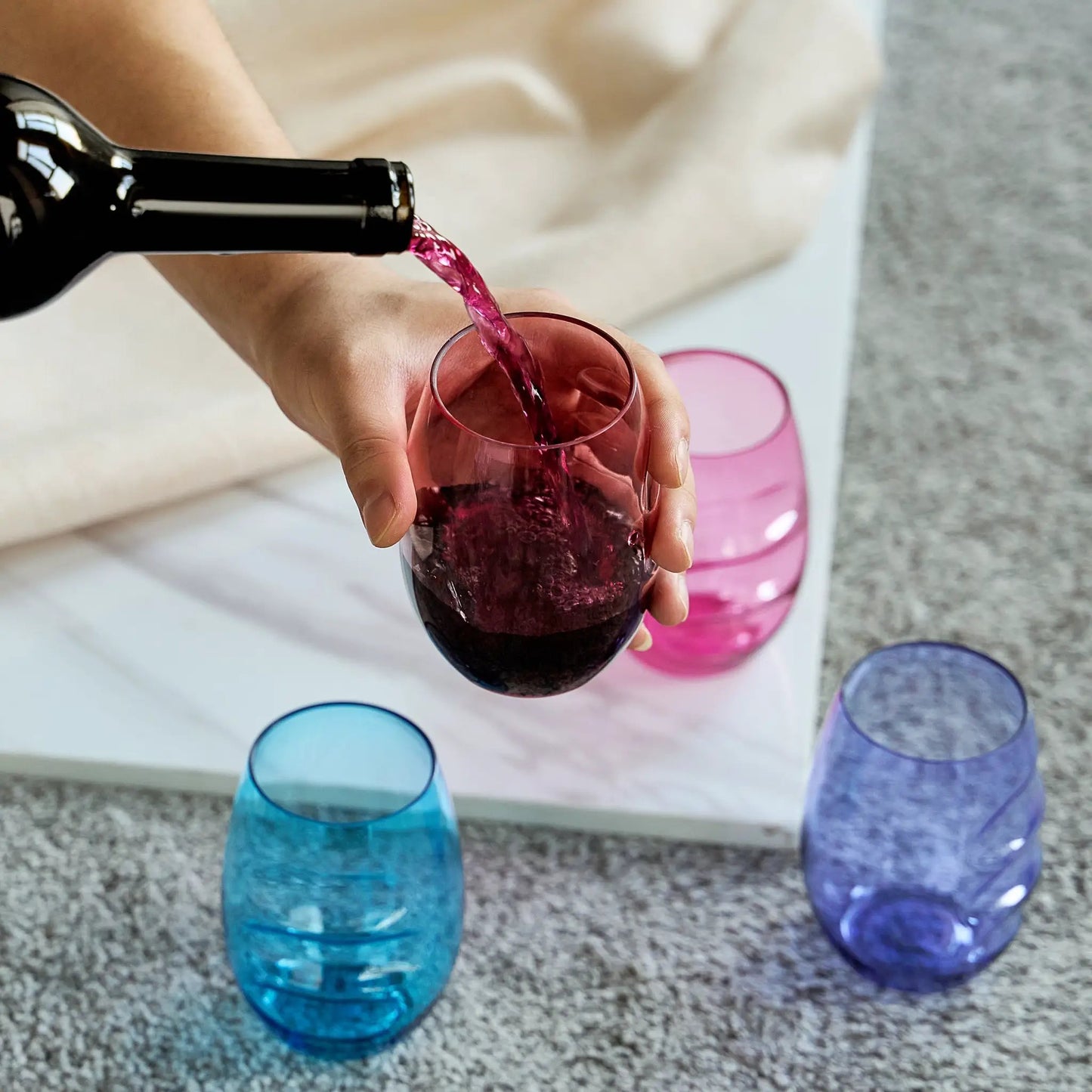 Madrid Acrylic Stemless Finger-Indent Wine Glassware, Set of 4 from PriceLows™