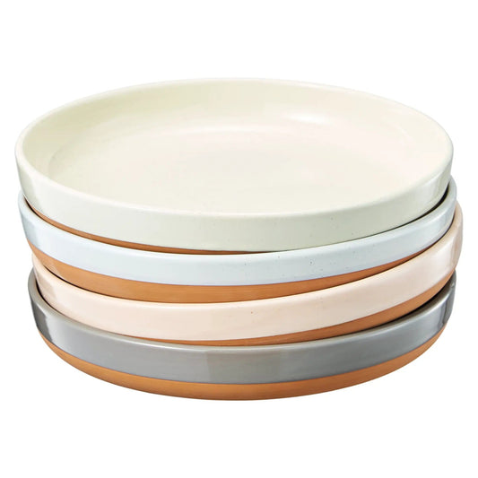Tonal Ceramic Flat Bowls (Style 2) | Set of 4 | Ceramic | Plate