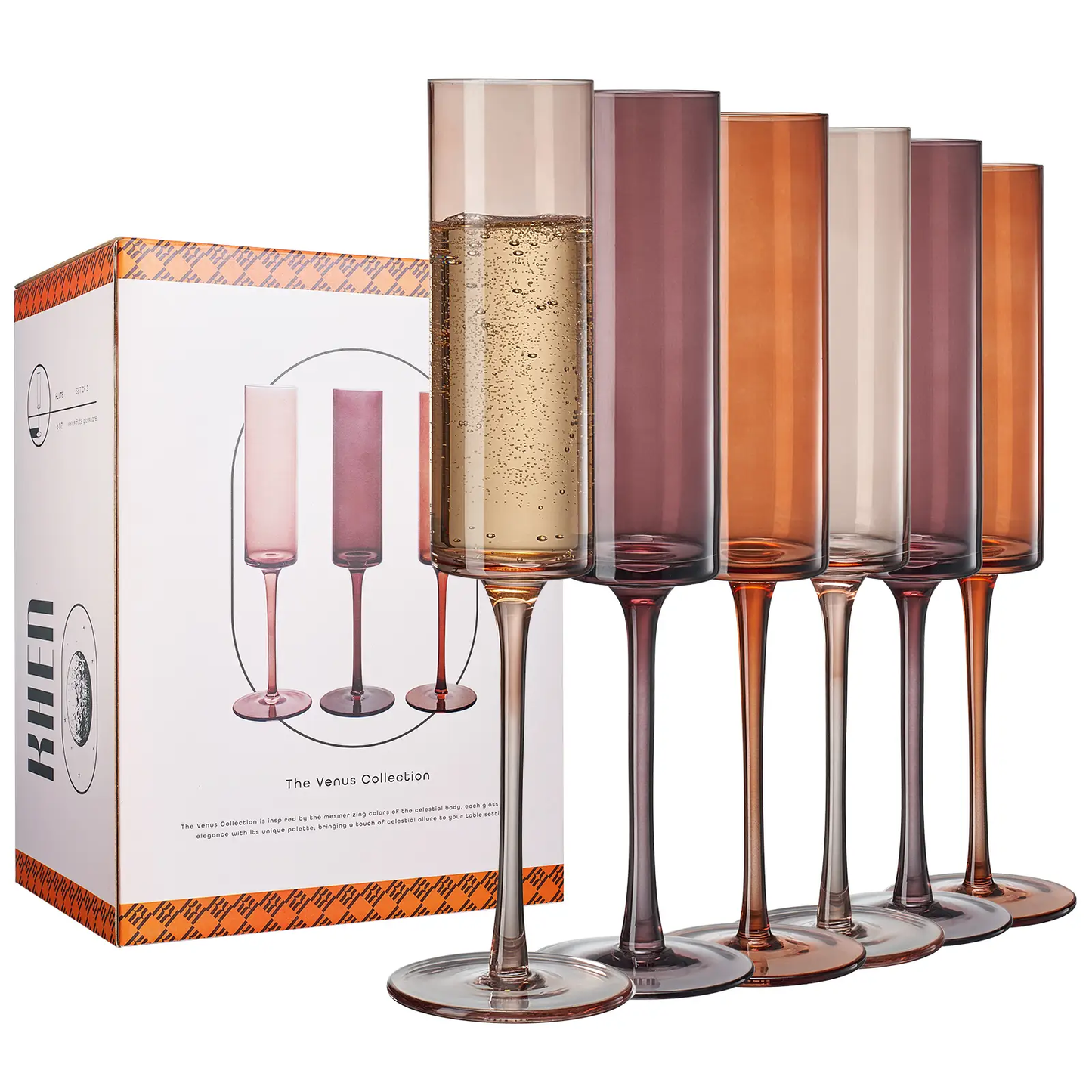 Venus Champagne Flute Glassware, Set of 6 from PriceLows™