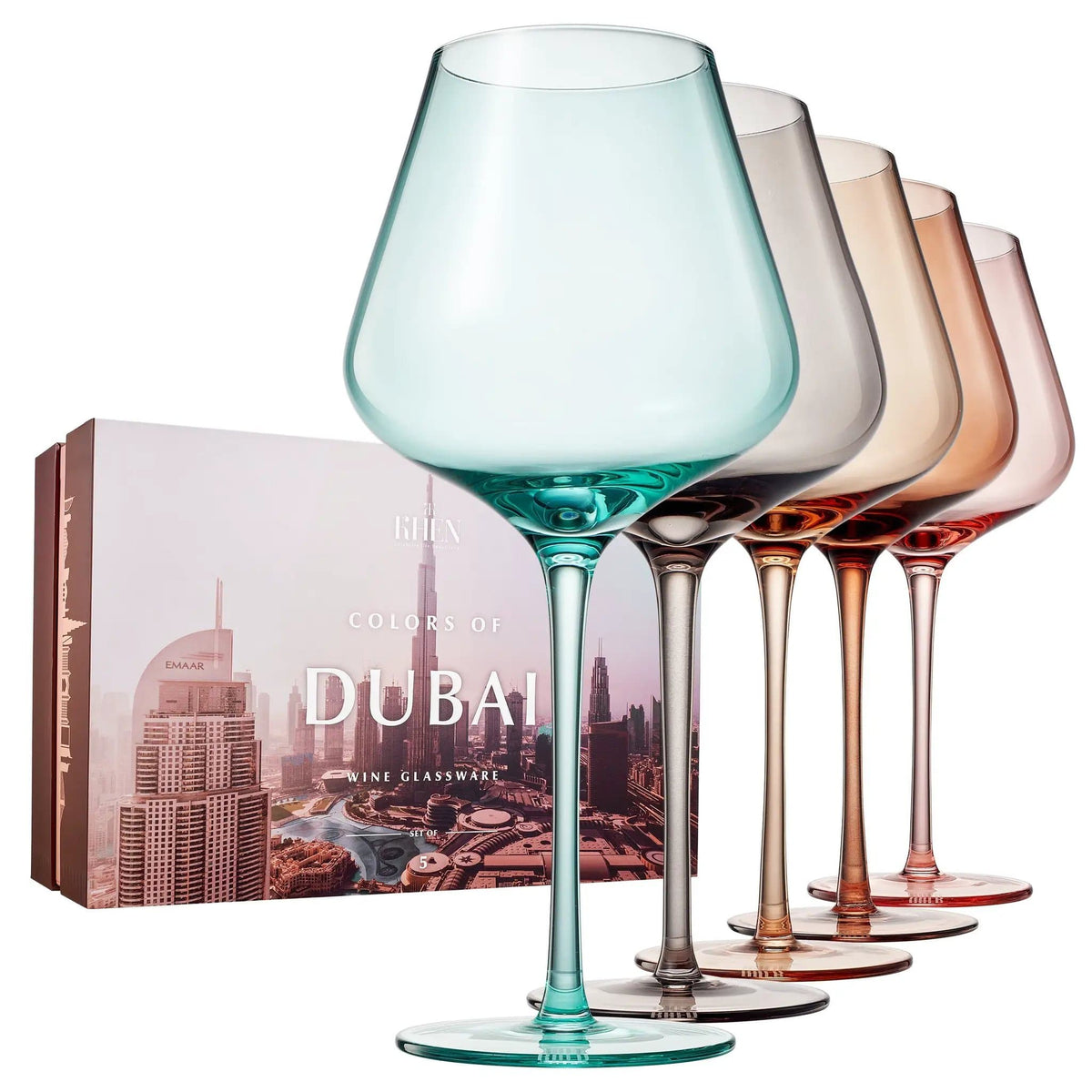 Stagioni Stemmed Wine Glassware, Dubai | 20 oz | Set of 5 | Entertaining