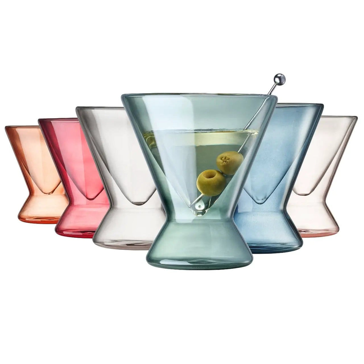 Tonal Double Wall Martini Cocktail Glassware | 7 oz | Set of 6 | Entertaining