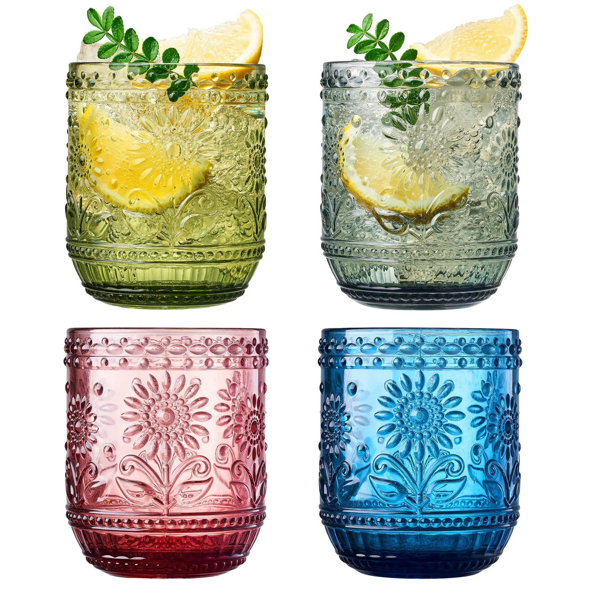 Monet Lowball Tumbler Glassware | 12 oz | Set of 4 | Entertaining