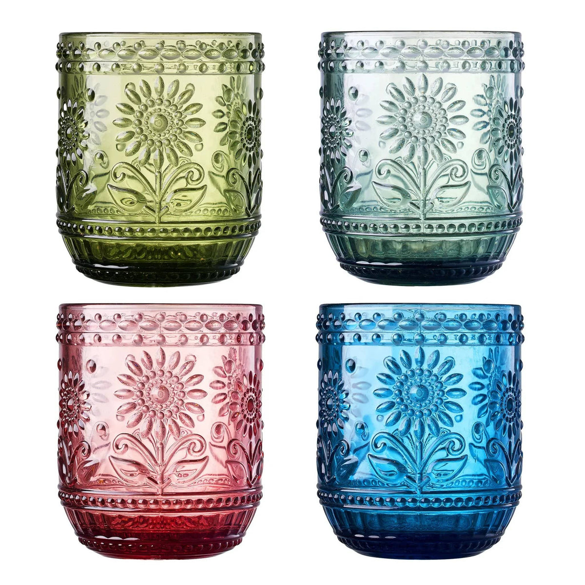 Monet Lowball Tumbler Glassware | 12 oz | Set of 4 | Entertaining