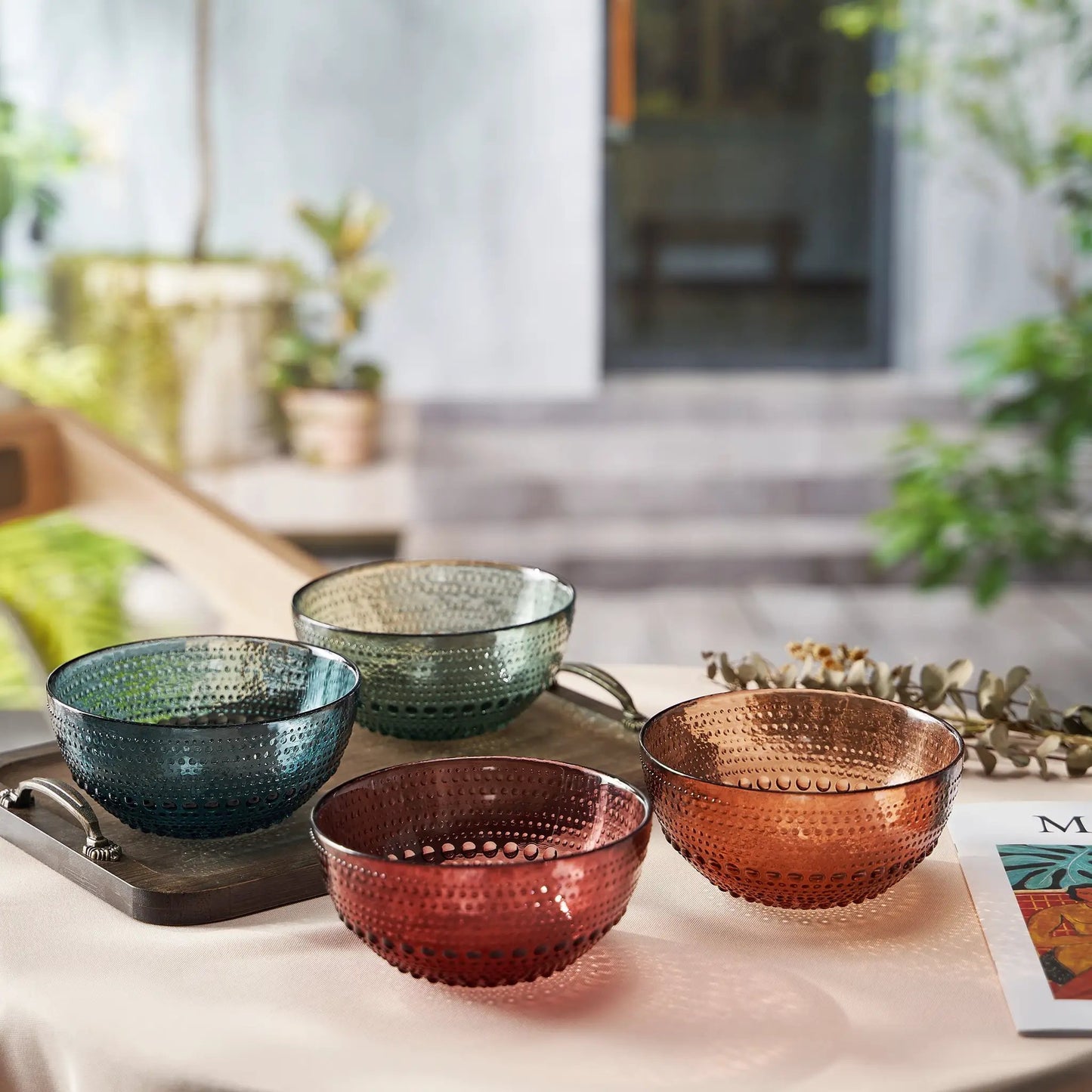 Tonal Hobnail Bowl Glassware, Set of 4 from PriceLows™