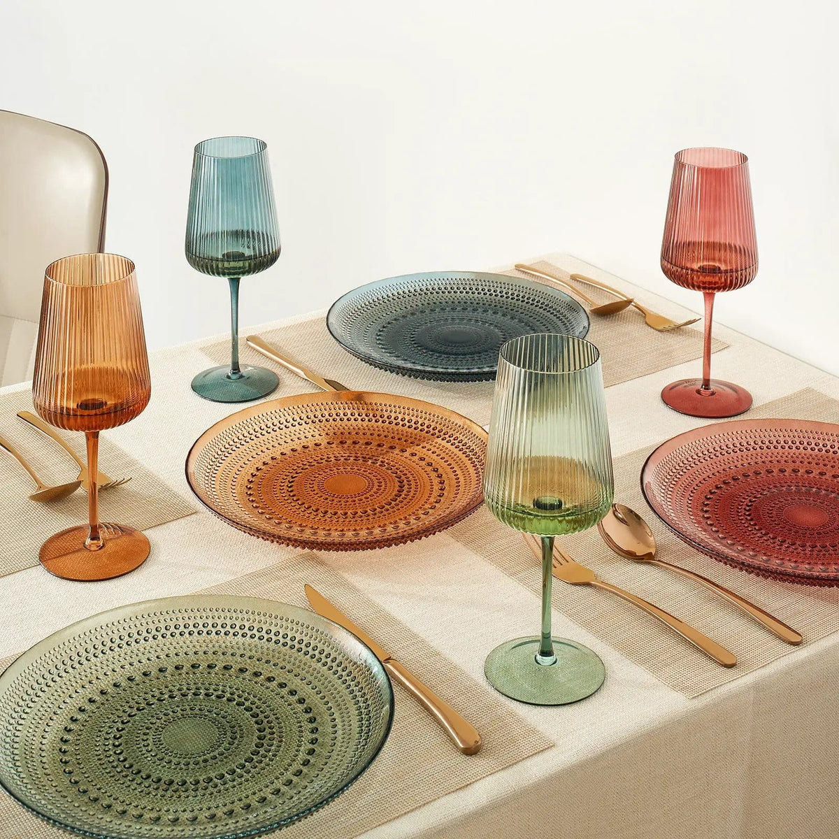 Tonal Hobnail Glass Plate | Set of 6 | Glass | Entertaining