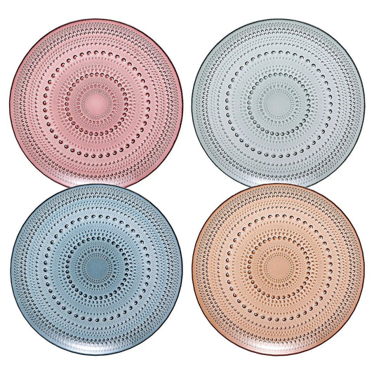 Tonal Hobnail Glass Plate | Set of 4 | Glass | Entertaining