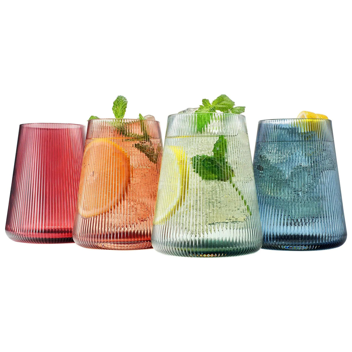 Tonal Stemless Wine Glassware | 13.5 oz | Set of 4 | Entertaining