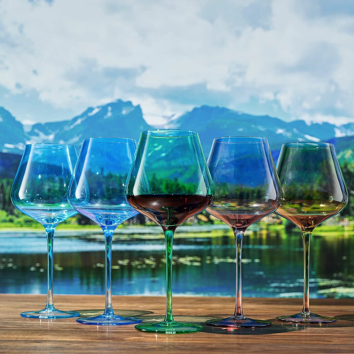 Stagioni Stemmed Wine Glassware, Rocky Mountains | 20 oz | Set of 5 | Entertaining