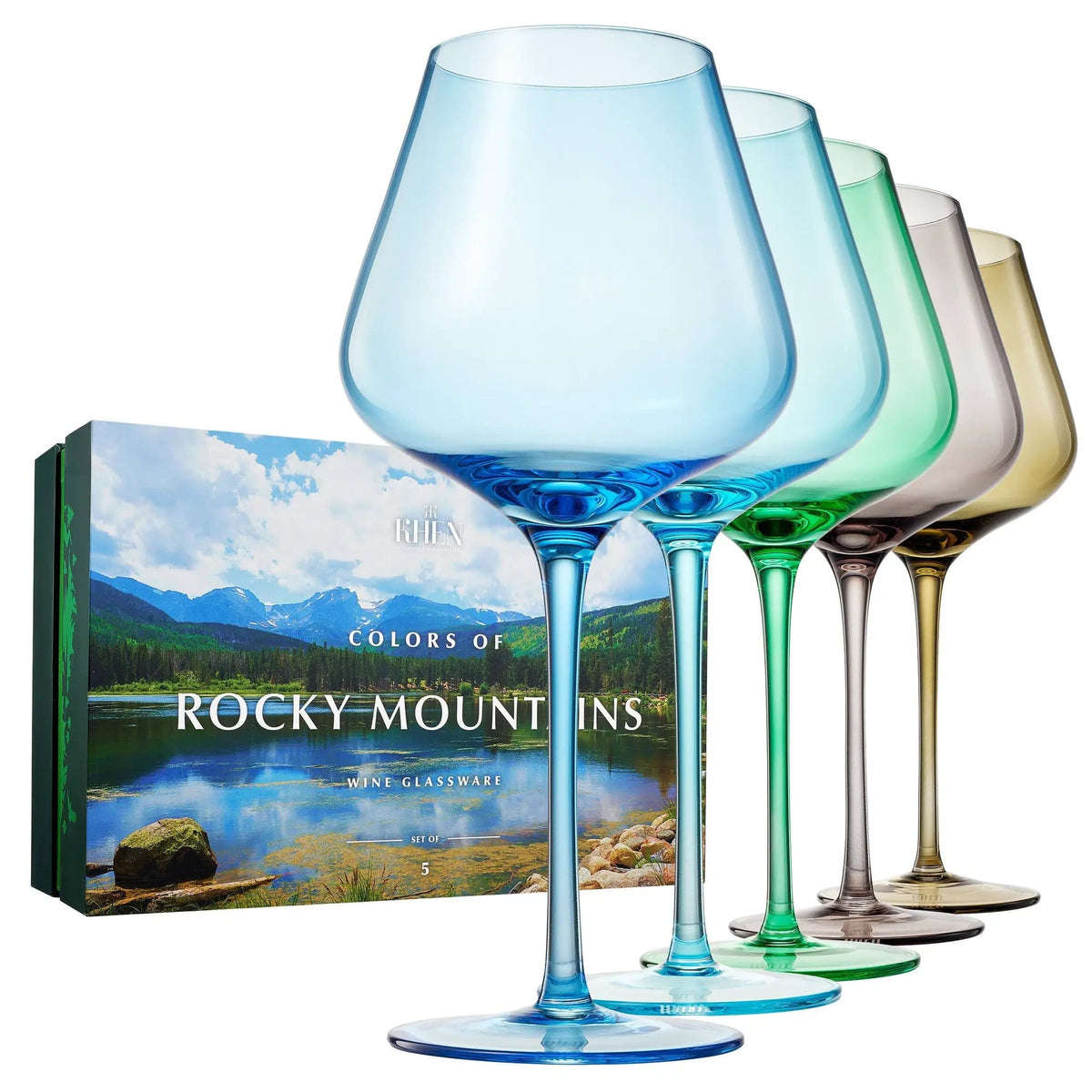 Stagioni Stemmed Wine Glassware, Rocky Mountains | 20 oz | Set of 5 | Entertaining