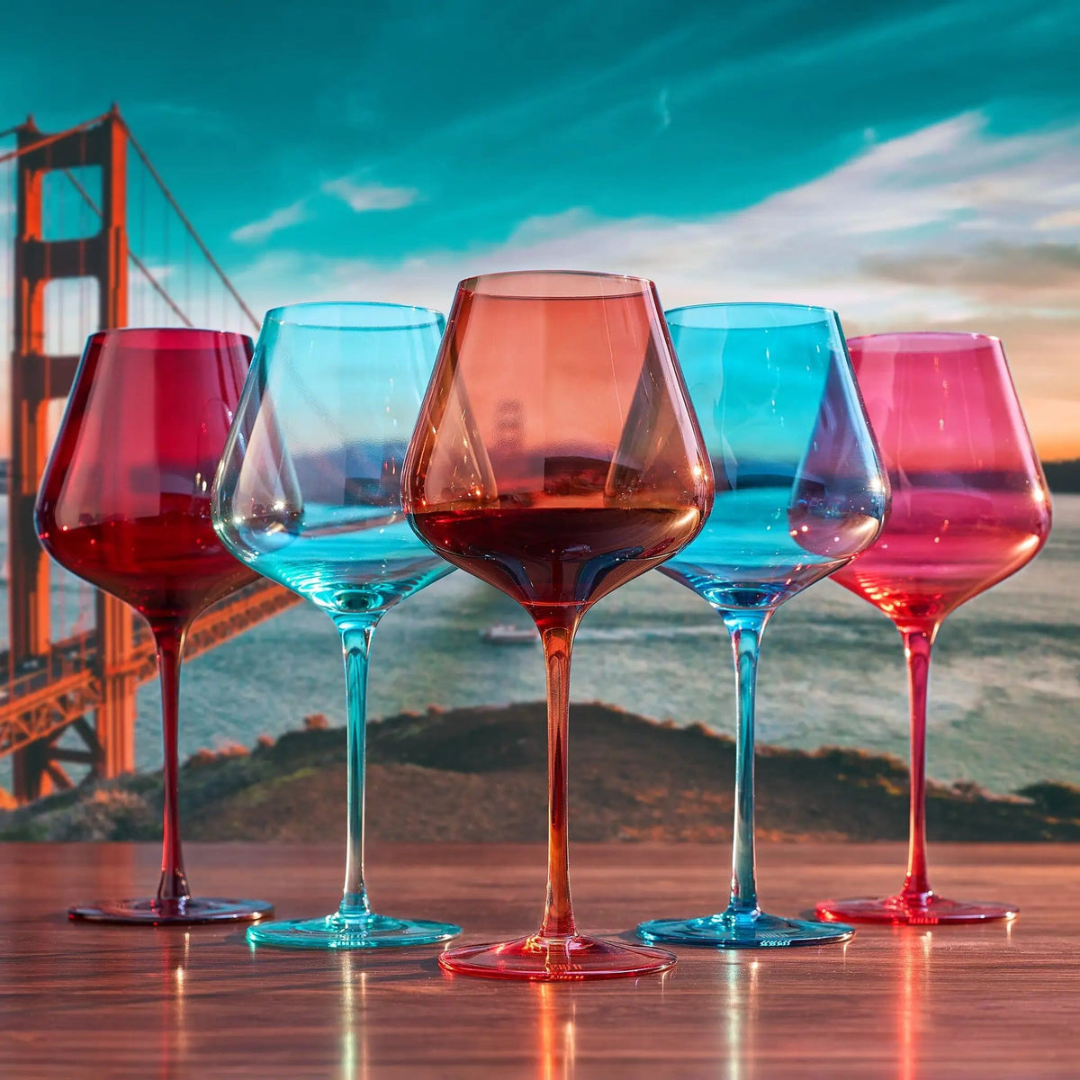 Stagioni Stemmed Wine Glassware, San Francisco | 20 oz | Set of 5 | Entertaining