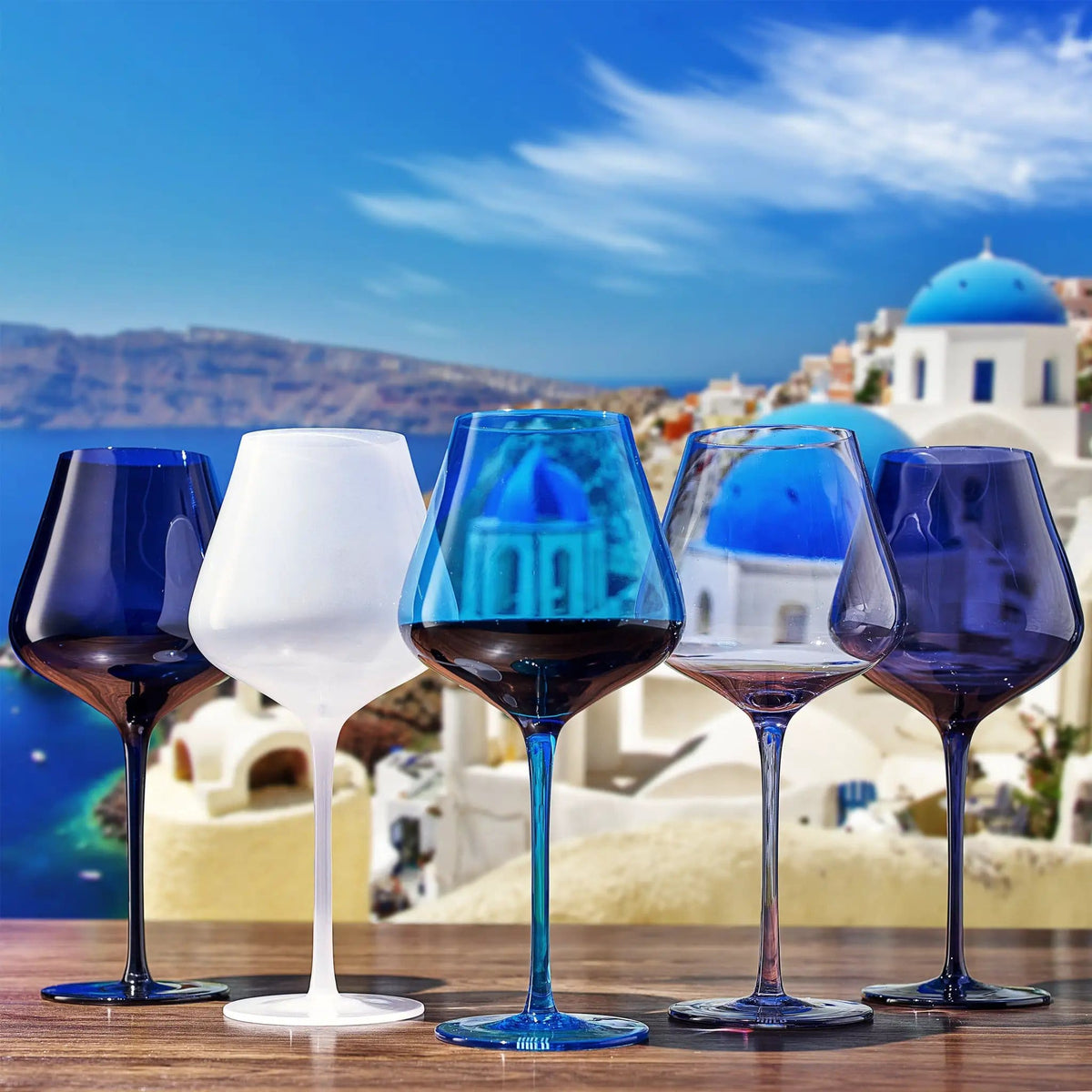 Stagioni Stemmed Wine Glassware, Santorini | 20 oz | Set of 5 | Entertaining