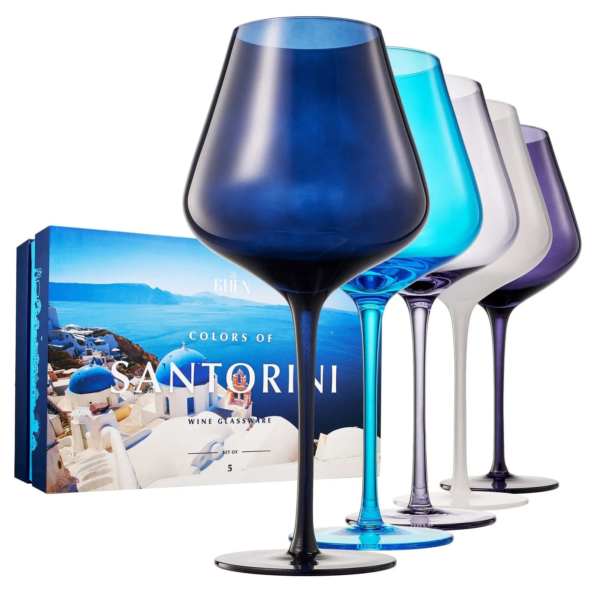 Stagioni Stemmed Wine Glassware, Santorini | 20 oz | Set of 5 | Entertaining
