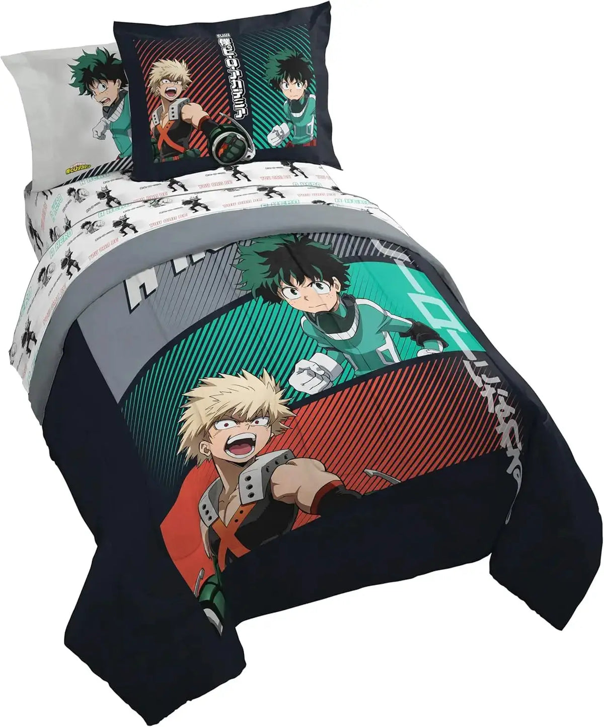 My Hero Academia Twin Comforter Set with Sheets and Pillow Covers - Soft Brushed Microfiber Bedding for Kids Bedroom from PriceLows™