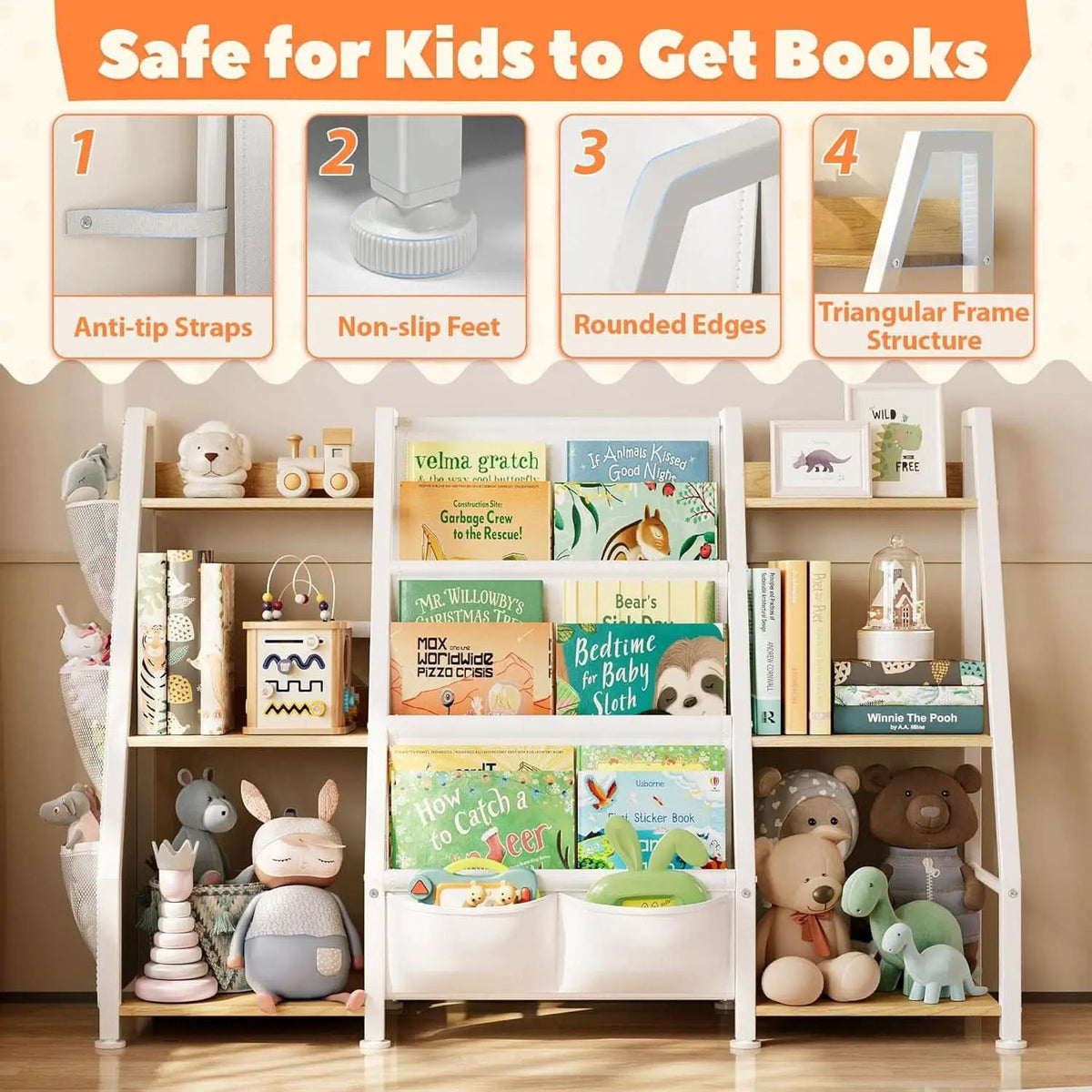 Kids Bookshelf And Toy Organizer 3-Tier Burlywood Bookcase from PriceLows™