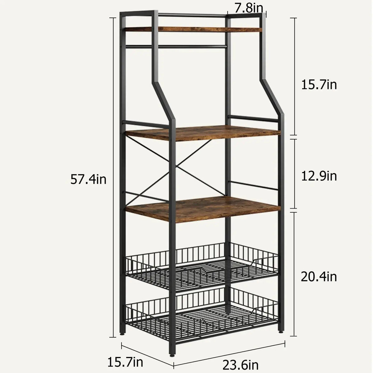 Kitchen Bakers Rack Microwave Oven Stand with 2 Large Wire Basket Industrial Coffee Bar Station from PriceLows™