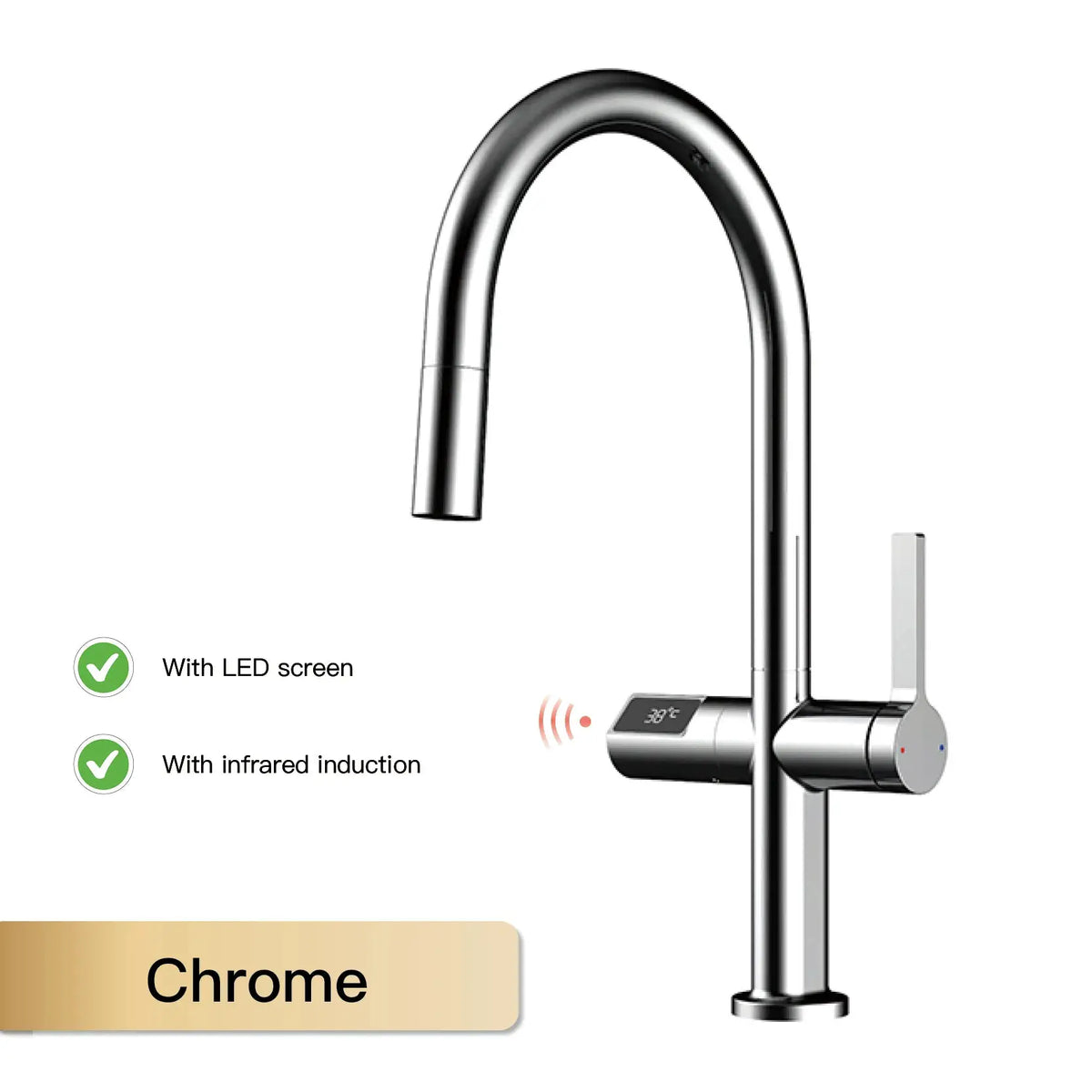 Kitchen Faucet | Digital Display | Gun Gray Brass | Two Function from PriceLows™