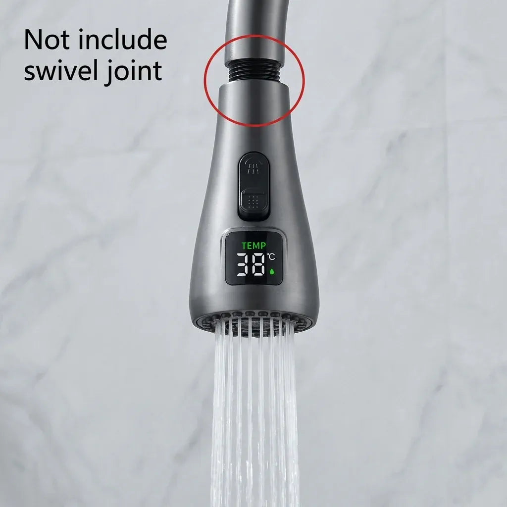 SANIVITAL LED Temperature Display Kitchen Faucet Head 3 Water Modes 360° Rotatable Replacement Spray Aerator from PriceLows™