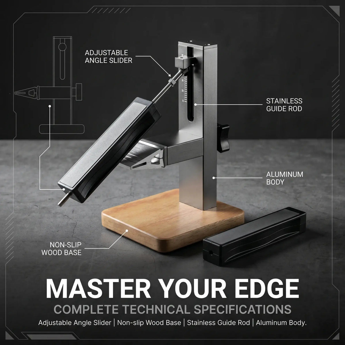 Knife Sharpener Wood Base Grit 360 1000 PriceLows™