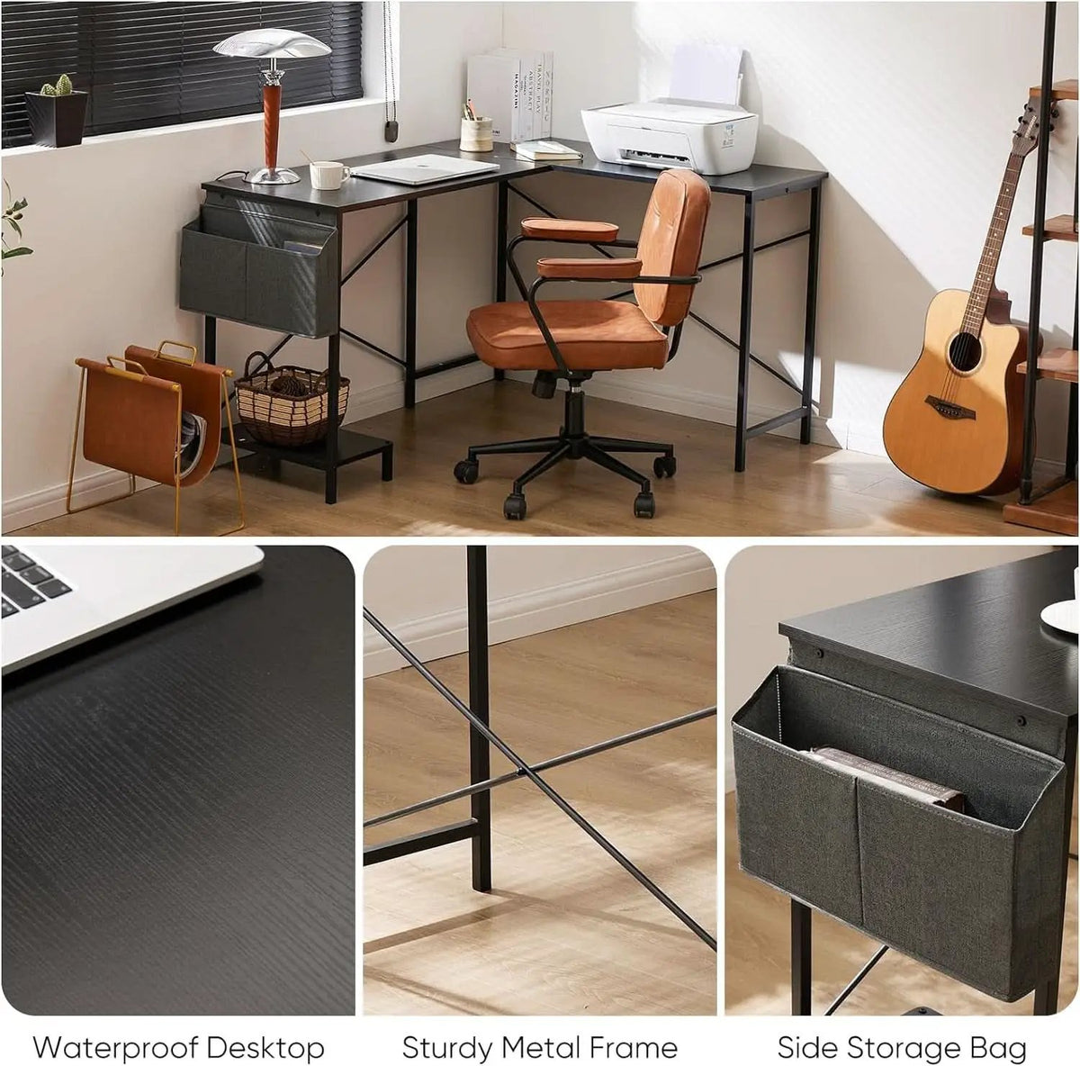 L Shaped Computer Desk 50 Inch Black Corner Home Office from PriceLows™