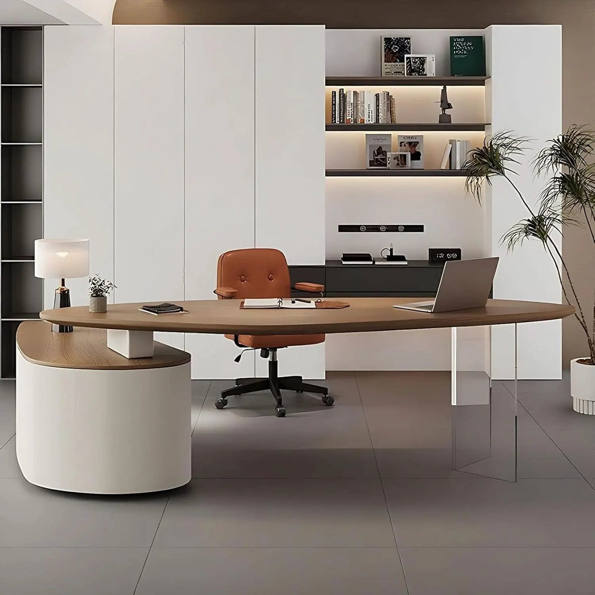 Solid Wood L Shape Desk With Integrated Side Cabinet 56 In from PriceLows™