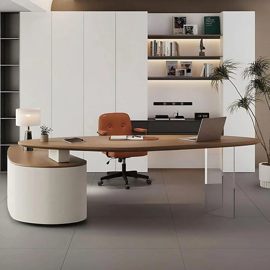 Solid Wood L Shape Desk With Integrated Side Cabinet 56 In from PriceLows™