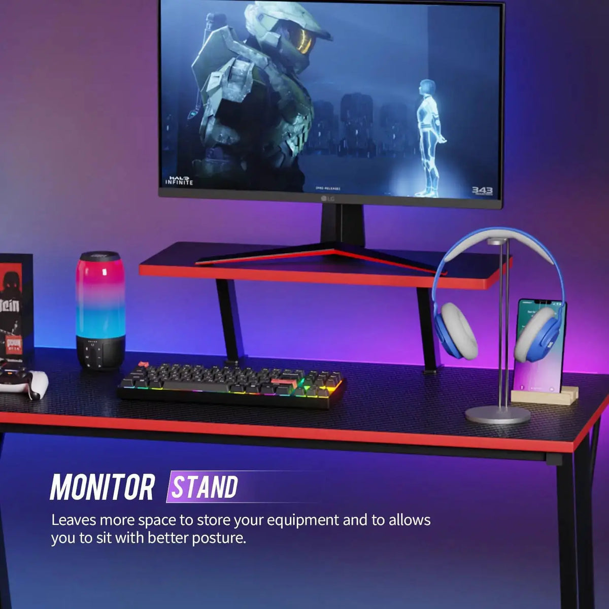 L Shaped 51 Inch Gaming Desk Corner Computer PC Gaming Writing Workstation with Monitor Stand for Home Office, Sturdy & Easy from PriceLows™
