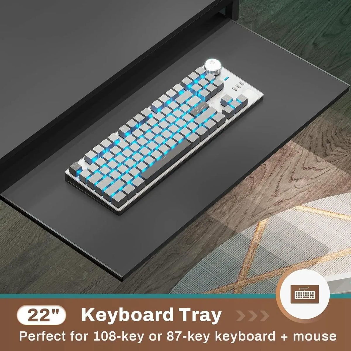 L Shaped Gaming Desk with LED Strip and Storage Shelves from PriceLows™