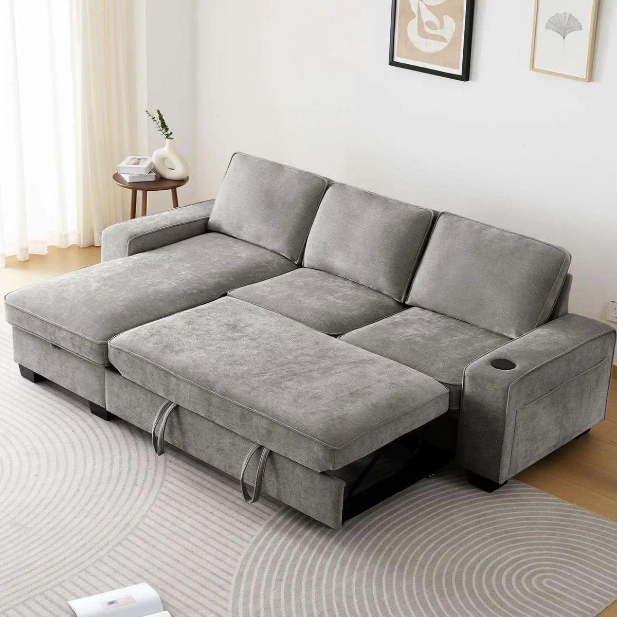 Gray 99In LShaped Memory Foam Cushion Sleeper Sofa Covers from PriceLows™
