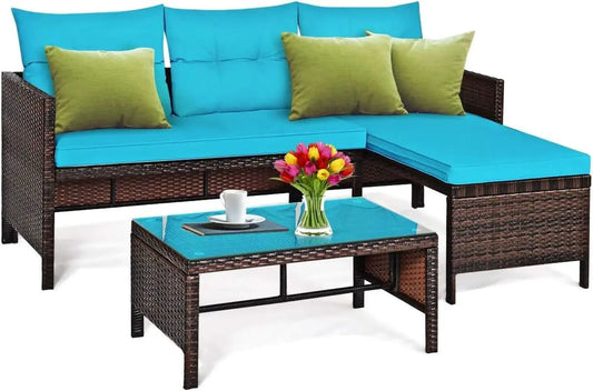 L-Shaped Outdoor Rattan Sofa Set with Coffee Table from PriceLows™