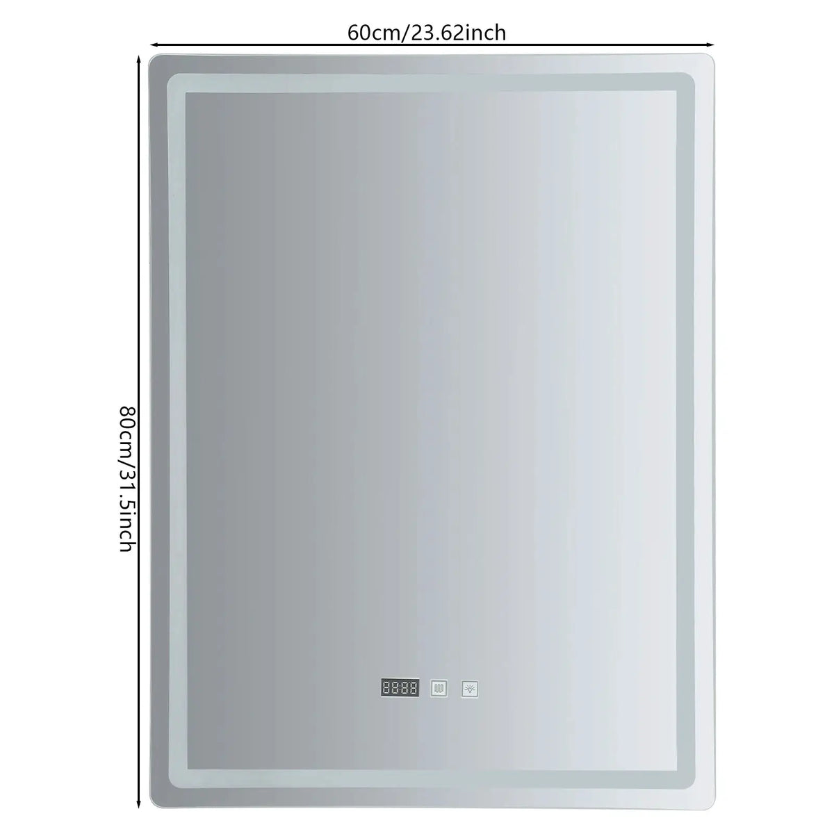 LED Bathroom Wall Mirror, Smart Anti-Fog Mirror with Touch Control, 3-Color Lighting, Digital Clock & Temp Display, 600x800mm from PriceLows™