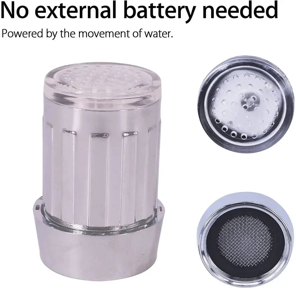 LED Faucet Head Glow Water Saving Stream Light Faucet Aerator Tap Nozzle for Kitchen Bathroom 3-Color Change Automatically from PriceLows™