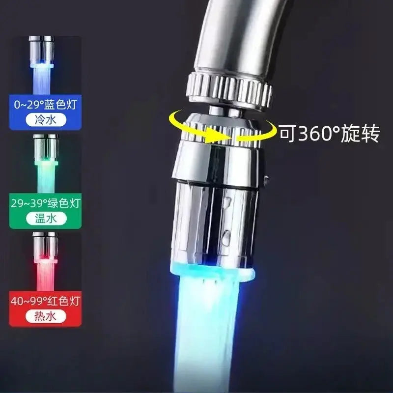 Creative Faucet Extender LED Temperature Sensor 3-Color Light-up Faucet Kitchen Bathroom Glow Water Faucet Tap Nozzle Shower from PriceLows™