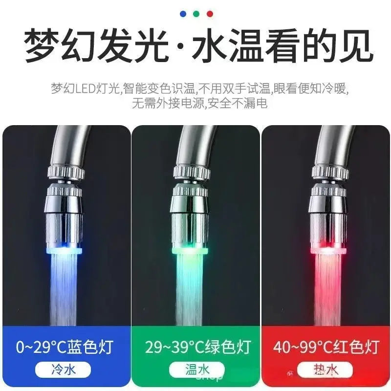 Creative Faucet Extender LED Temperature Sensor 3-Color Light-up Faucet Kitchen Bathroom Glow Water Faucet Tap Nozzle Shower from PriceLows™